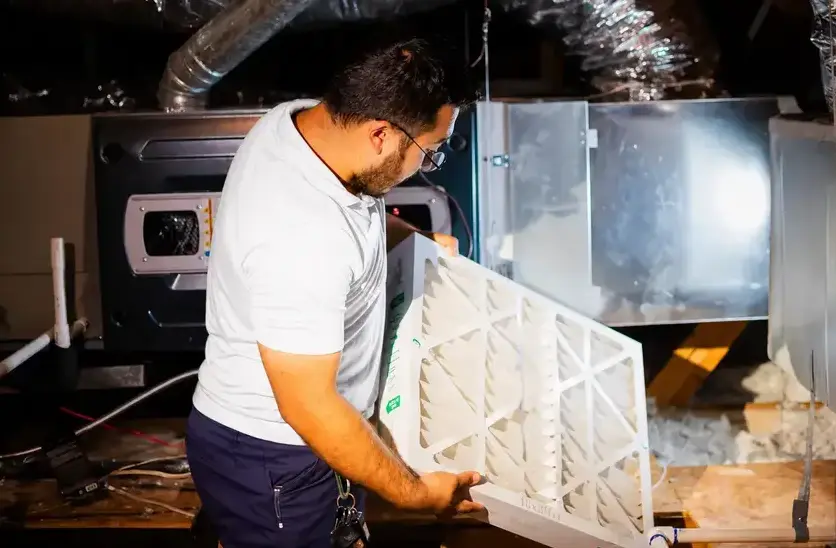 Fields Mold Remediation technician performing Indoor Air Quality Testing in a San Ramon, CA home
