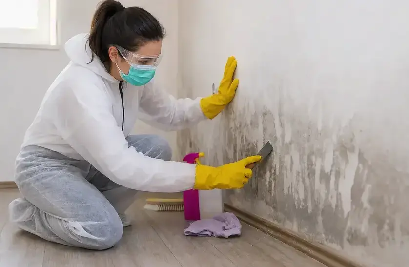 Technician treating a mold-affected wall, one of the factors behind Mold Removal Cost in San Ramon, CA