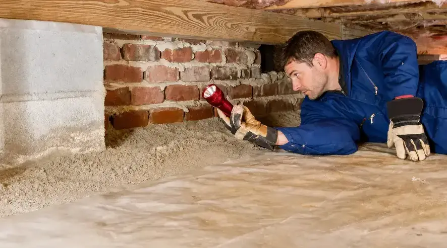 Fields Mold Remediation technician performing Crawl Space Mold Removal in a San Ramon, CA home